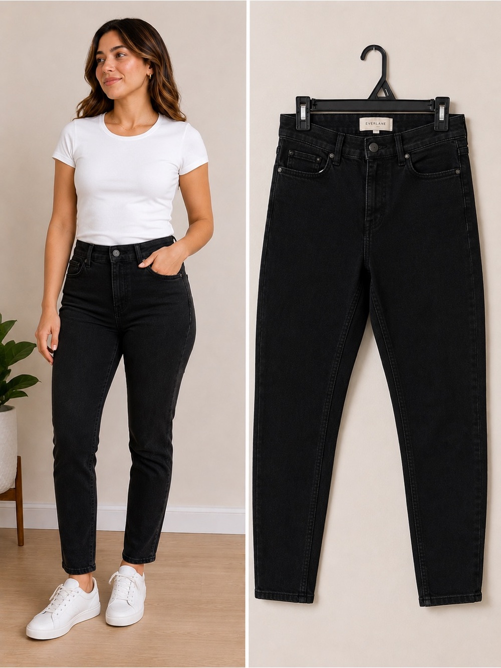 Everlane Women’s Black Straight Leg Jeans High Rise Denim Size 28